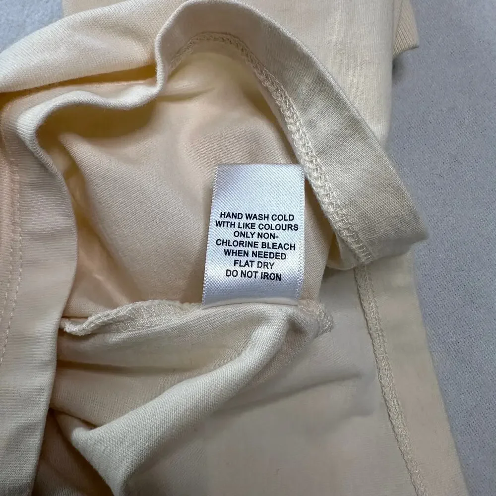Fear of God Esssentials Long Sleeve T- Shirt Cream XXS Minimal  Logo Back Unisex